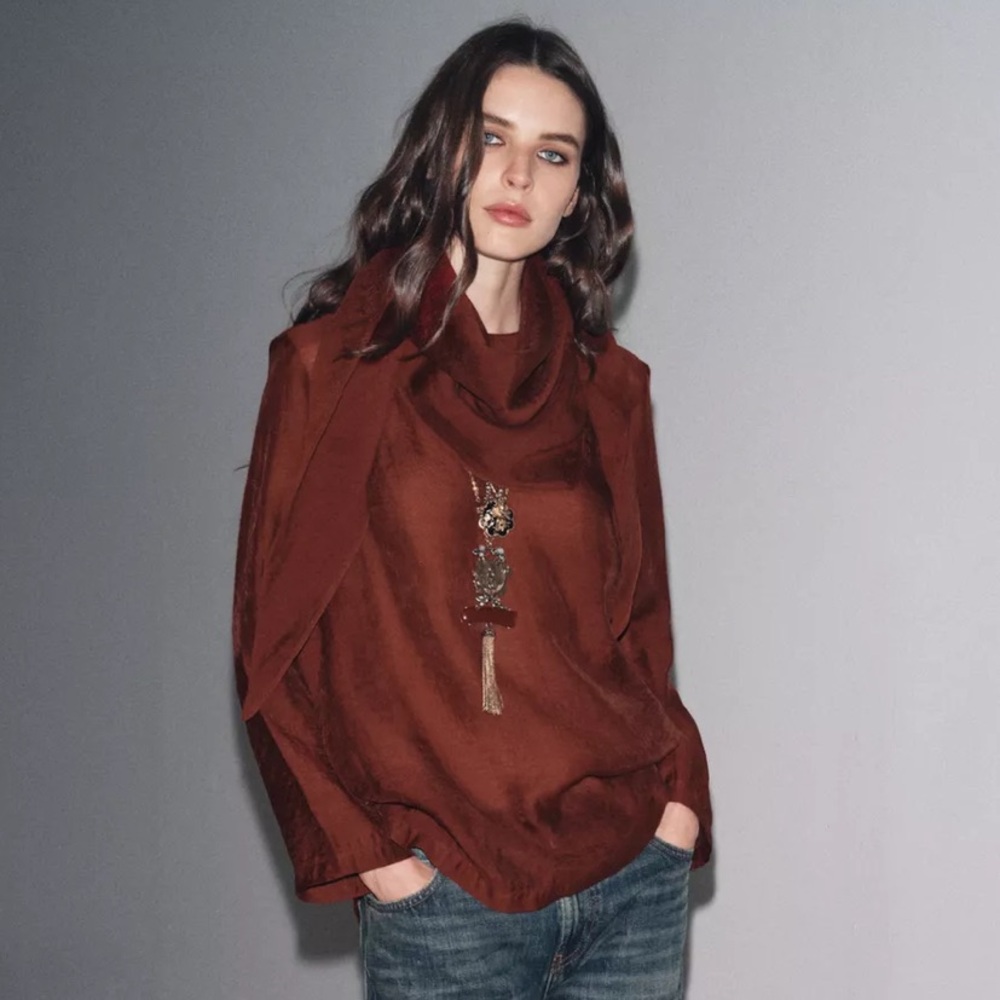 ZARA blouse with scarf featured in VOGUE magazine. NEVER WORN.
